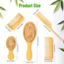SIMPOR 5 Piece Bamboo Hair Brush Set, Natural Wooden Comb and Detangling Hairbrush for Women, Men and Kids, Scalp Massage Oval Brushes, Wide Tooth and Tail Combs for Wet, Dry, Thick, Curly Hair