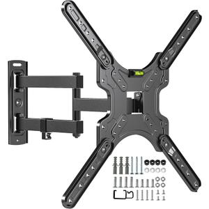 Full Motion TV Wall Mount for Most 26-55 Inch TVs, Corner Wall Mount TV Bracket with Tilt Swivel and Articulating, Single Stud Center Design Fits Flat/Curved TVs, Max VESA 400x400mm Up to 77 lbs