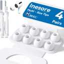 4 Pairs Replacement Ear Tips for AirPods Pro 2nd/1st Generation with Portable Storage Box & Cleaner Pen,Noise Reduction Holewith & Built-in dust Guard Screen,Silicone EarTips(White-M/Size)