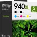 940XL Ink Cartridges Combo Pack (5-Pack, 2Black/1Cyan/1Magenta/1Yellow) Replacement for HP 940XL Ink for OfficeJet Pro 8000 8500A 8500 A909a 8500A A910a Printers