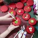48 Pcs 4 Inch DIY Christmas Ornaments Red Blank Ball Ornament Xmas Plastic Matte Flat Discs Christmas Tree Hanging Ornament Decorations DIY Crafts Painting Drawing Stickers Decals