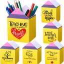 Sherr 6 Pcs Back to School Teacher Gifts Inspirational Acrylic Pen Holders, Pencil Shaped Pencil Cups for First Day of School Teachers Office Classroom Organization