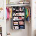 Ofiray-home 5 Tier Hanging Closet Organizer, 14 Compartments Sweater Organizer for Closet with 3 Sturdy Hooks, Closet Organizers and Storage, Wardrobe, Rv, Garment Rack, Grey, 11.8"D x 23"W x 41.5"H
