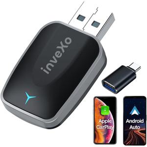 2025 Upgraded Wireless CarPlay & Android Auto Adapter | 2-in-1 Convert Wired to Wireless | Plug & Play, Fast Stable No-Lag Connection, USB-A/C | iOS 10+ & Android 11+, Cars 2016+