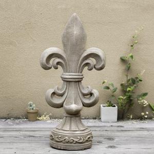 glitzhome Fleur De Lis Garden Statue, 27.25 Inch, Concrete Grey glitzhome Fleur De Lis Garden Statue, 27.25 Inch, Concrete Grey