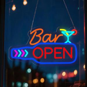 Bar Open Neon Sign, Super Bright 16''x 9'' Dimmable USB Powered LED Open Signs for Business Wall Decor Bar Pub Party, LED Light up Beer Signs