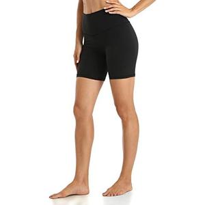 YUNOGA Women Biker Shorts 6" Inseam - High Waisted Tummy Control Workout Athletic Exercise Spandex Yoga Shorts XS
