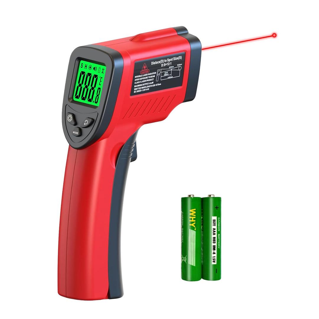 Digital Infrared Thermometer -58 to 1022 (-50 to 550), Adjustable Emissivity, Laser Temperature for Cooking, BBQ, Oven, Engine, and Industrial Use (Not for Human Body)