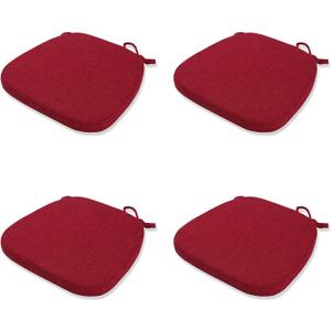 Chair Cushion with Ties for Dining Chairs - Memory Foam Non Slip Kitchen Chair Pad and Dining Seat Cushion with Machine Washable Cover Set of 4 [16.5 x 16.2 Inches] (Red, 4)