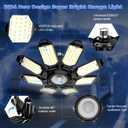 Garage Lights - 2 Pack Ultra Bright Garage Lights Ceiling Led w/ 8 Deformable Panels 6500K Led Light Bulbs Srew in E26/E27 Socket with Adjustable Center Spotlight for Barn Workshop Attic