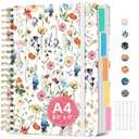 Large Spiral Lined Notebooks for Work with Removable Dividers & Tabs, 8.5"x11" Pretty Hardcover 5 Subject Notebook Journal for Women, College Ruled, Perfect for Study & Office Organization, 280 Pages,Wildflowers