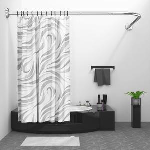 shower curtain rod L-shaped 304 stainless steel, 25mm diameter Corner shower curtain rod, Large size 29.5"x76", suitable for bathroom, bathtub, with 12 shower curtain rings -Silver