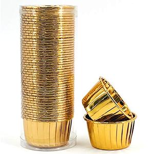 Party Hippo Gold Cupcake Baking Cups, 3.5 Oz 50 pcs Disposable Foil Muffin Liners, Aluminum Ramekin Holders