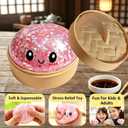 Glitter Dumpling Squishies Toy with Box, Colorful Glitter Dumplings Stress Balls Fidget Sensory Soft Squeeze Slow Rising Decompression Dough Toy. (Gold Glitter)