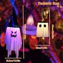 5PCS Halloween Hanging Ghosts, Large Size Lighted Glowing Ghost with Witch Hat Halloween Decorations Ornaments Outdoor Indoor for Home Yard Patio Garden Tree Party Outside
