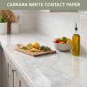 Extra-Thick Contact Paper (High Gloss) - Marble Peel and Stick Wallpaper & Backsplash for Countertops & Furniture - Waterproof Self-Adhesive Film - 23.6" x 118.1" (Carrara White / Smooth Surface)