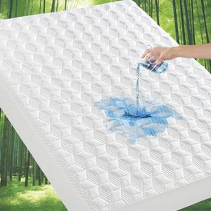 GRT Waterproof Mattress Protector California King, Rayon Bamboo Mattress Protector Cooling Breathable, 3D Air Fabric Mattress Cover with 6-26 inches Deep Pocket, Mattress Pad Machine Washable