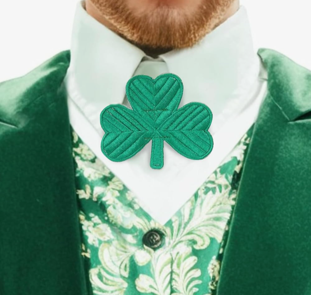 C-ZOFEK St.Patrick's Day Shamrock Bowtie, Irish Green Clover Bow Ties Embroidered Necktie Men Women