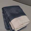 jinchan Linen Farmhouse Valances for Living Room Windows 16 Inch Slubbed Crossed Double Layer Window Valances Light Filtering Rustic Country Overlay Rod Pocket 2 Panels Navy Blue