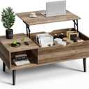 Multi-Function Lift Top Coffee Table, Wooden Lift Tabletop Dining Table for Living Room with Storage Shelf and Hidden Compartment, Grey
