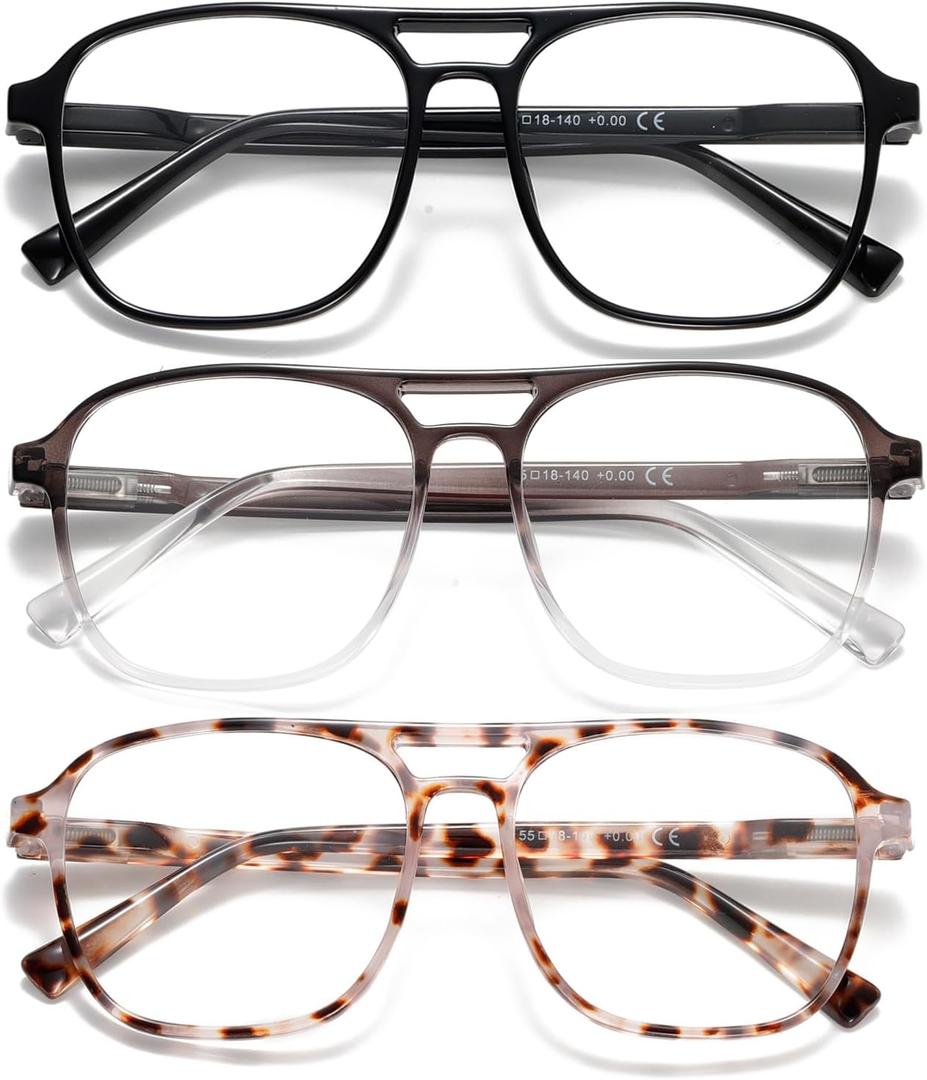 Aviator Reading Glasses for Women Men Men Blue Light Blocking Computer Readers Polit Style Trendy Eyewear (Black+brown+tortoiseshell)