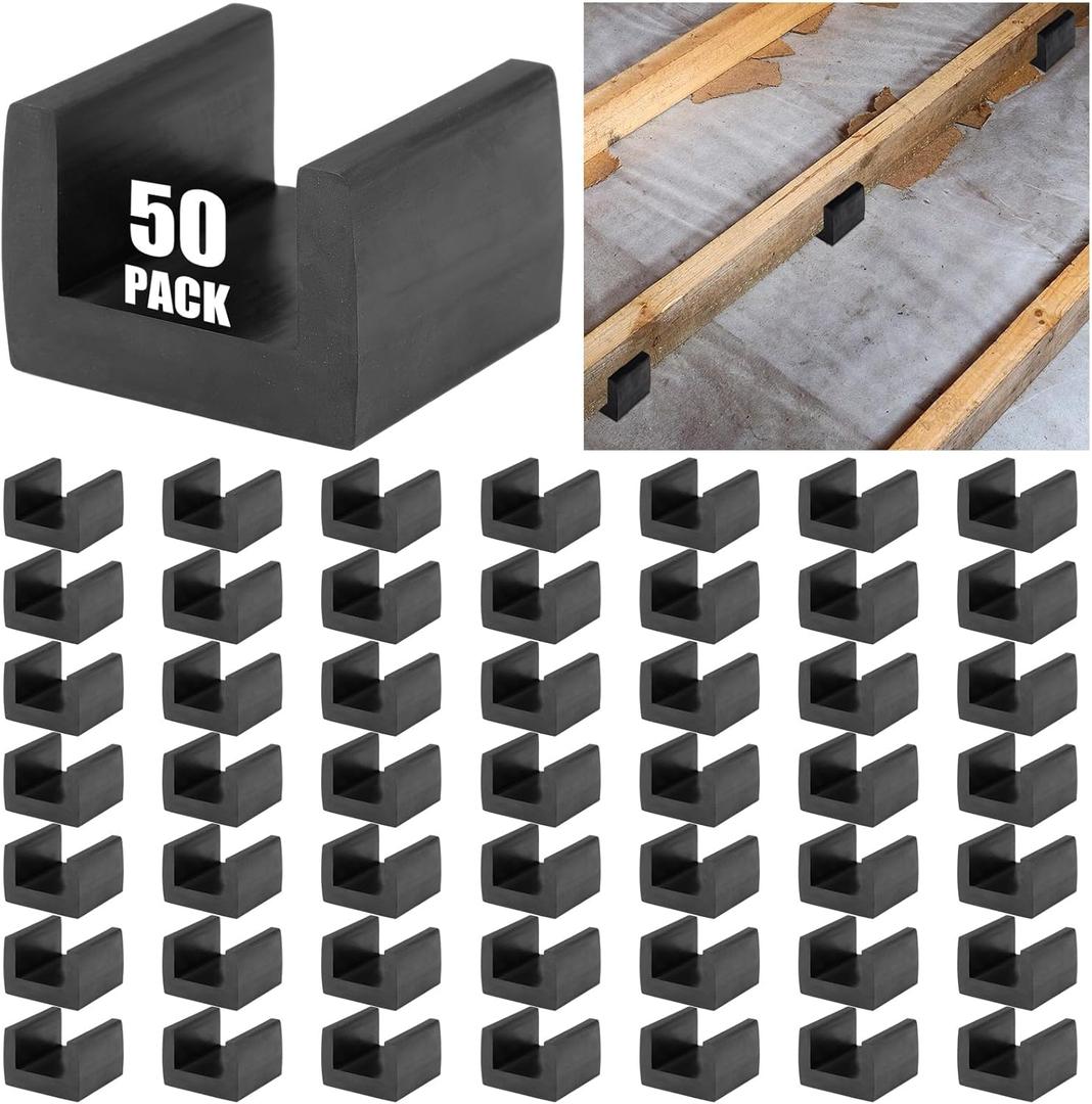 BBTO 50 Pcs U Boat Floor Floaters, Rubber Joist Isolators Floor Decoupler, Sound Isolation Clip for Subfloor Sound Blocking