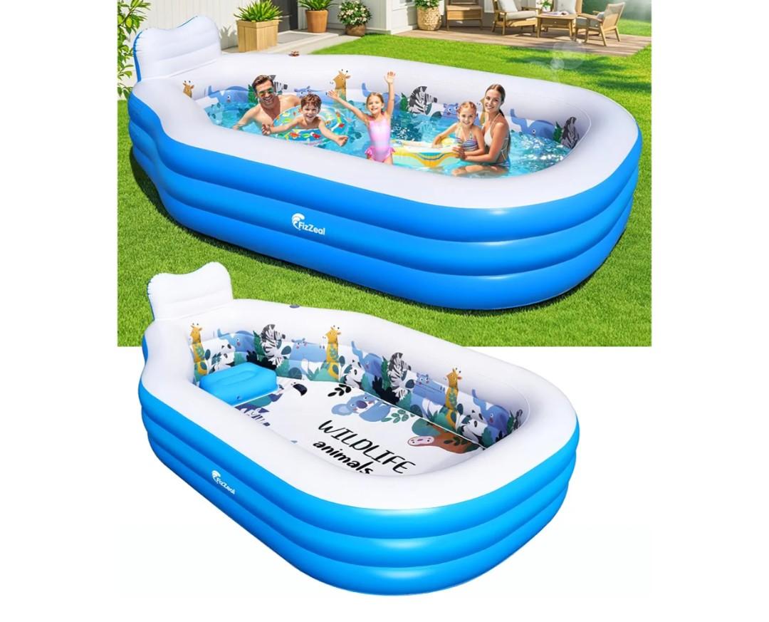 Large Inflatable Swimming Pool for Kids and Adults,Thickened Adult Pool for Backyard with Seat and Backrest, Kids Outdoor Blow up Pools,118"X75"X22"Inflatable Pools for Summer (Sky Blue) Large Inflatable Swimming Pool for Kids and Adults,Thickened Adult Pool for Backyard with Seat and Backrest, Kids Outdoor Blow up Pools,118"X75"X22"Inflatable Pools for Summer (Sky Blue)