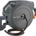 Giraffe Tools AW405/8MB Retractable Garden Hose Reel 5/8" x 90 ft PRO Metal Bracket, Heavy Duty, Any Length Lock Hose Reel, 90ft, Dark Grey