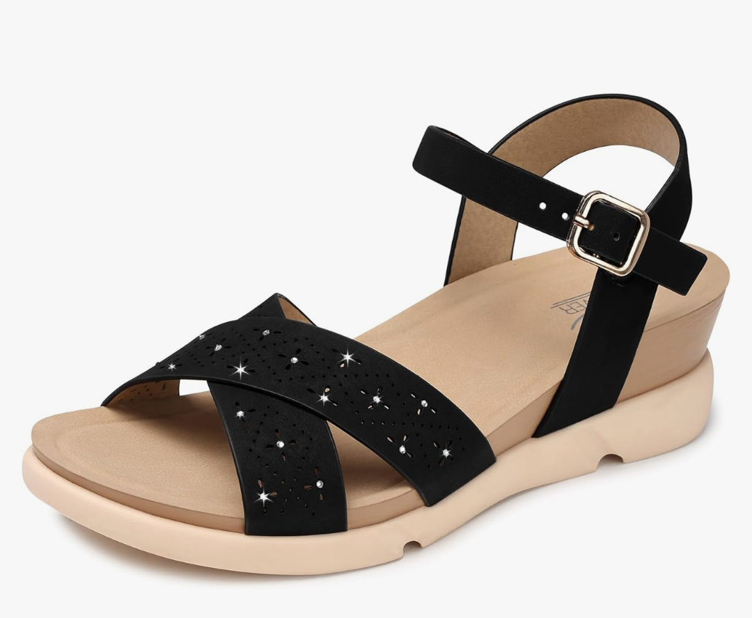 SHIBEVER Women's Wedge Sandals Platform: Comfortable Dressy Arch Support - Summer Open Toe Women Sandals, Size 40