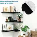 NATURE'S SOURCE Corner Floating Shelves with Invisible Brackets, Corner Shelves Wall Mounted Set of 3, Bedroom Bathroom Kitchen Living Room Office- Gothic Style 16.6" x 6" (Black)