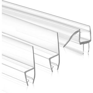 3 Pack Shower Door Seal, 3/8" X 78" Ultra Clear Glass Door Bottom Seal and Frameless Shower Doors Side Strip H-Type, Shower Door Sweep to Stop Water Leaks for 3/8 Inch (10mm) Glass
