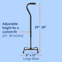 Medline Aluminum Quad Cane with Large Base for Balance, Knee Injuries, Leg Surgery Recovery & Mobility, Portable, Lightweight Walking Aid for Seniors & Adults