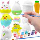 Ceenna 10 Pcs Easter Crafts Easter DIY Painting Kit Color Your Own Squeeze Decorating Kit Coloring Slow Rising Toys Brushes for Birthday Gift Party Favors Supplies, 10 Design(Bunny Style)