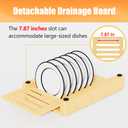 HOUSE AGAIN 16.9" Cutting Board and Dish Drying Rack 2-in-1 for Kitchen, 100% Organic Bamboo Heavy Duty Wood Dishes Organizer Wooden Chopping Board Set with Juice Groove, Included 4 x Silent foot pads