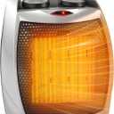 Garvee Portable Electric Space Heater - 1500W/750W Thermostat, 2-in-1 Fast Heating Ceramic Desk Heater & Fan, Safe Quiet <45 dB for Office, Room, Under Desk Use, Tip-Over Overheat Protection, Silver