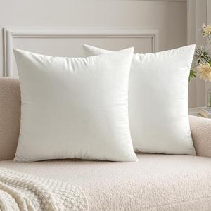 MIULEE Pack of 2 Velvet Soft Solid Decorative Square Throw Pillow Covers Set Christmas Cushion Case for Spring Couch Sofa Bedroom Car 20x20 Inch 50x50 cm (Pure White)