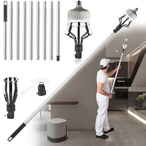 Allyplay Upgraded 12FT Light Bulb Changer for High Ceilings, High Reach Light Bulb Removal Tool with Baskets and Suction Cup and Pole Extension for Recessed Lights and Standard Bulbs