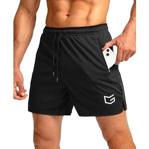 G Gradual Men's Running Shorts with Zipper Pockets Quick Dry Gym Athletic Workout 5" Shorts for Men, Black XL shorts