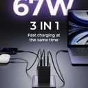 Wegear 67W USB C Charger, 3-Port GaN Fast Charging Block with Foldable Plug, Compatible with MacBook Pro/Air, iPad Pro, iPhone 16/15/Pro, Galaxy S25/S24, Note20, Pixel, Apple Watch, (Black)