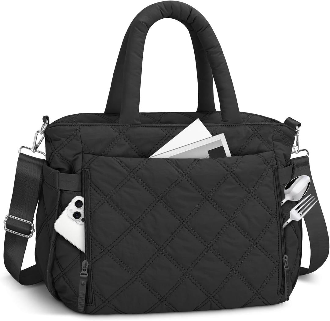 Lunch Bag Lunch Box for Women Adults, Large Capacity Insulated Quilted Puffer Lightweight Leakproof Lunch Tote Bag for women, Reusable Lunch Boxes Cooler Bag for Work Picnic Travel