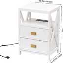 Assembled Nightstand with Charging Station, No Assembly Required End Table with USB Ports and Outlets, Fully Assembled Side Table for Bedroom for Living Room, White