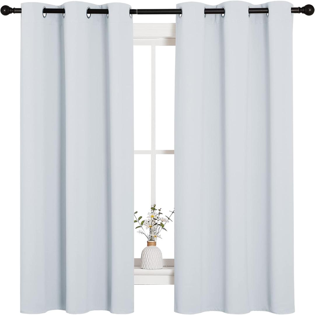NICETOWN Window Treatment Thermal Insulated Grommet Room Darkening Curtains Drapes for Bedroom(2 Panels,42 by 63,Platinum-Greyish White)