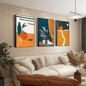 MPLONG Abstract Modern Minimalist Natural Framed Decorative Painting - Large Size Wall Art Set of 3Wall Decor for Living Room, Bedroom, Dining Room, Office, etc. (Yellow, 20 "X 28" X 3 pieces)