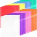 200 Pack Plastic Document Folders Colored Clear File Folders Plastic Pockets Sleeves Letter Size 8.7 x 12.2 Inches A4 Assorted Colors for Office Supplies (Fresh Color)