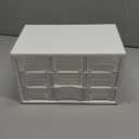 Desk Storage Organizer with 9 Drawers, MYKASEN Clear Plastic Storage Cabinet, Stackable Desk Storage Box for Makeup Office Craft Hardware Art Supplies, 9.8x6.3x5.9inch(White)