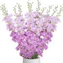 12 Pcs Delphinium Artificial Flowers, 33.5'' Long Stem Lifelike Faux Silk Flower Fake Look Real Bouquet for Tall Vase DIY Wedding Party Home Kitchen Arrangement Decor(Purple)