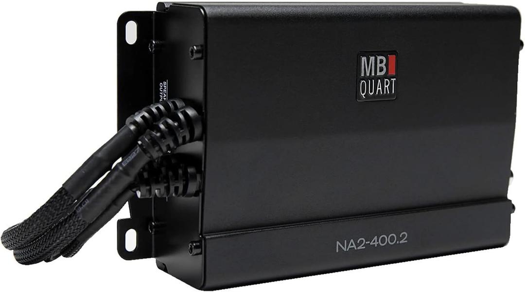 MB Quart Marine Powersports Nautic 2 Channel 400 Watt Maximum Power Full Range Class D Amplifier with PWM MOSFET Power, Black