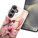 Compatible with Samsung Galaxy S24 FE Case,Glossy Case All-Round Protection Shockproof Anti-Scratches TPU Cover,Cases for Man Woman-Blooming Pink Rose Bird