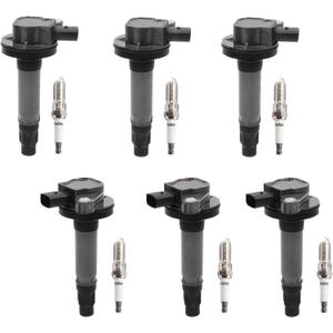 Ignition Coils Pack and Spark Plugs UF595 UF553 DG520 Compatible with 2011-2016 F-150 2011-2017 Explorer 2008-2016 Taurus 2007-2016 Edge 2007-2016 MKS MKT MKZ MKX 2008-2009 Sable 3.5L 3.7L V6,Set of 6