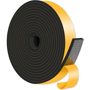 Weather Stripping Door Seal,Weather Stripping,Soundproof,Cold Insulation,High Density CR Foam Insulation Tape for Door, Front Door Frame, Windows,Sliding Door (Black, 1 in x 1/4 in x 13Ft)